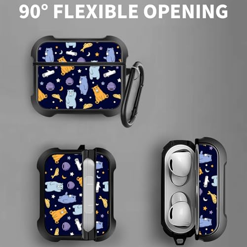 Image of MINGDAO Compatible with AirPods Pro 3 (2025) Case, Stylish PU Leather Design and TPU Shockproof Protective Cover Case with Keychain, Bears MD7449