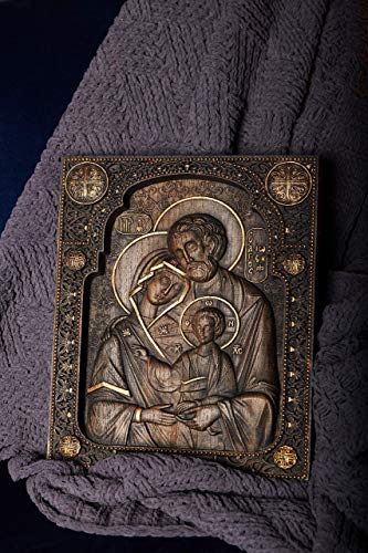 Holy Family Wood Carved Christian Nativity Decorative Plaque - Wall Hanging Panel - Art Work From Solid Wood - Personalised - All Sizes - Any Occasion Christian Gift Idea #TOP5