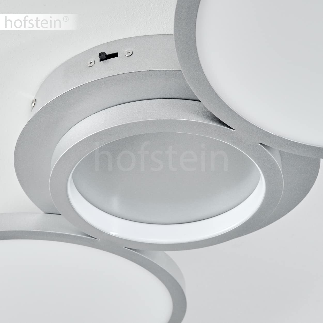 HOFSTEIN LED Deckenleuchte Carabajal, dimmbare Deckenlampe aus Metall in Titanfarben/Weiß, CCT einstellbar 2300-3000-4000 K, dimmbar über Lichtschalter, 5350 L, 46 W, Wohnzimmer, Schlafzimmer, Küche