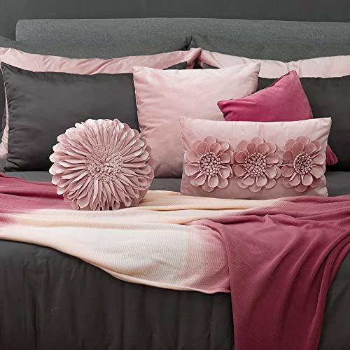 Jwh JW-3DROUNDFLOWER-CI-ROSEGOLD-V-F Handmade Flower Throw Pillow Cover Decorative 3D Sunflower Accent Pillow Case Round Floral Cushion Velvet Pillowcase For Home Bed Couch Bedroom 12 Inch Dusty Pink thumb #6