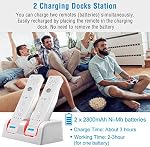 Station de rechargeur Wii Controller, 2 en 1 Double station de recharge pour Nintendo WII/WII U Contrôleurs avec deux 2800mAh Batterie rechargeable Pack blanc