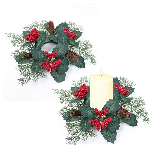 Christmas Candle Rings Wreaths, 3.5' Small...