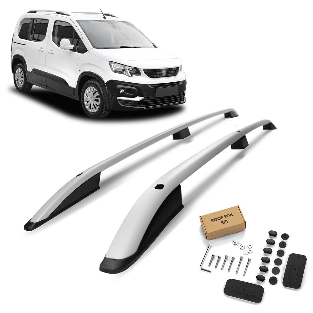 CHROMEMASTER | Barras Portaequipajes, Rieles de Techo Compatible con Peugeot Rifter L1 M CORTO 2021+; Se Utilizan Para el Montaje de Portaequipajes de Techo, Cajas de Techo o Portabicicletas; Aluminio