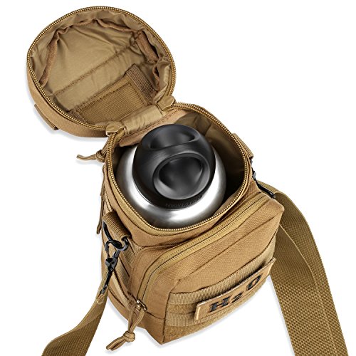 Orca Tactical Molle Water Bottle Pouch Molle Water Bottle Holder With Strap Water Bottle Carrier With Multiple Storage Options (Black) #TOP3