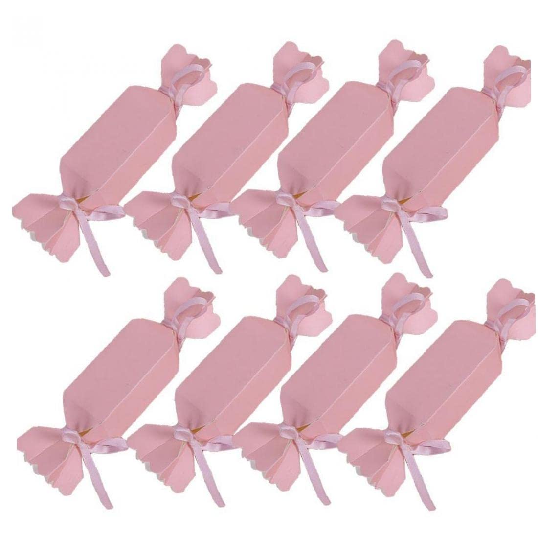 ST4UCandy Boxes 10pcs Empty Boxes with Ribbon Wedding Decoration Wrap Bag Party Favor Bag for Sweets Chocolate, Pink