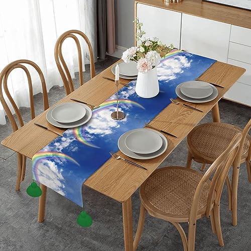 Chemin de table de Noël 152 cm avec pompons pour Halloween et fêtes