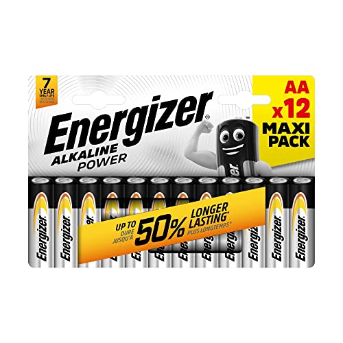 Energizer - Alkaline Power, Pack de 12 Pilas AA 1,5V, Larga