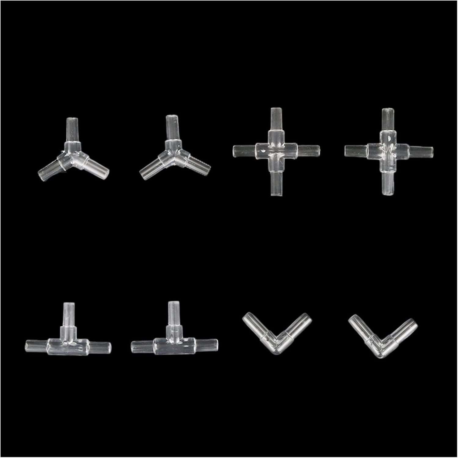 Spray Water Connection Garden Irrigation System Water Connector Inner Diameter 1/4" Water Pipe Splitter 3 Way 4 Way Elbow Optional Air Pump Connector 50 Pieces