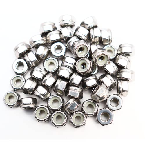 Stormcube YZDIN #10-32 Nylon Insert Hex Lock Nuts 50 Pack 304 Stainless Steel Self-Locking Nylon Lock Nuts Plain Finish cover