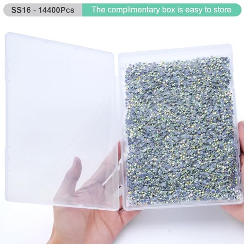 Image of Hotfix Rhinestones Bulk, 14400PCS Crystal AB Hot Fix Rhinestones for Clothes DIY Decoration Crafts, Crystal AB, SS16, 3.8-4.0mm