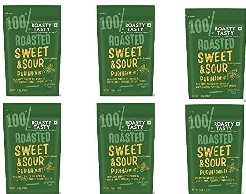 Roasty Tasty Roasted Sweet & Sour Mixture | Pudina | Healthy Snacks | Best Indian Tea Snack | Chivda | Namkeen Snacks | Diet Chiwda | Roasted Namkeen | Guilt Free | Pack of 6 (100g each) (B099WYX6LK) Amazon Price History, Amazon Price Tracker