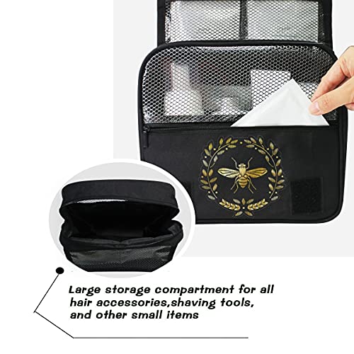 JUAMA Embroidered Bee Toiletry Bag Travel Wash Bag Organised Toiletry Bag Hanging Toiletry Bag Gym Camping Toiletry Bag Portable Cosmetic Organiser Bag for Women Girls Kids