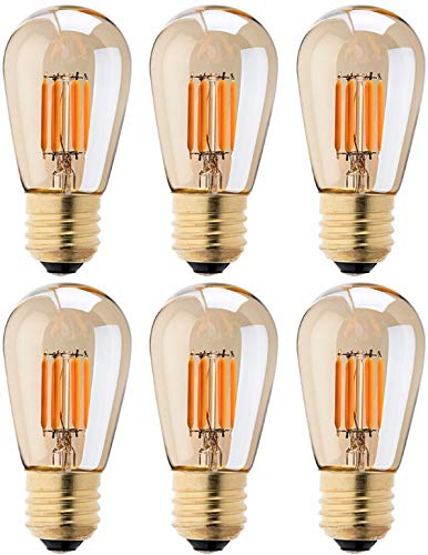 Bulbright 6 Unidades 3W S14 LED Bombilla de Filamento, Retro Bombilla, Estilo de Edison，220-240V, E27, Luz Blanca Cálida 2200K, 3W LED Bombilla Sustituye a 30W bombilla incandescente (6 Pack)