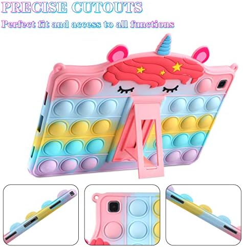 Vunake Fidget Case for Samsung Tab A7 10.4 Case Case with Stand Pop On It Tablet Case Kids Girls Silicone Shockproof Protective Case Cover for Samsung Galaxy Tab A7 2020 SM-T500/T505/T507 - Unicorn