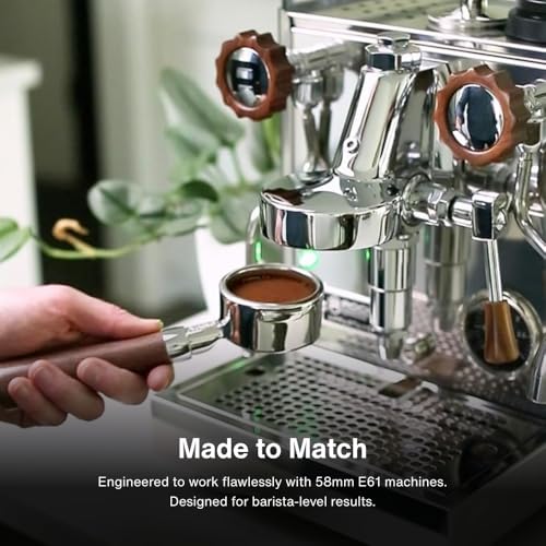 CREMA Coffee Products 58mm Bottomless Naked Portafilter | Compatible with 58mm for E61 | Includes Double Shot Filter Basket | Walnut by CREMA - Used condition - Image 3