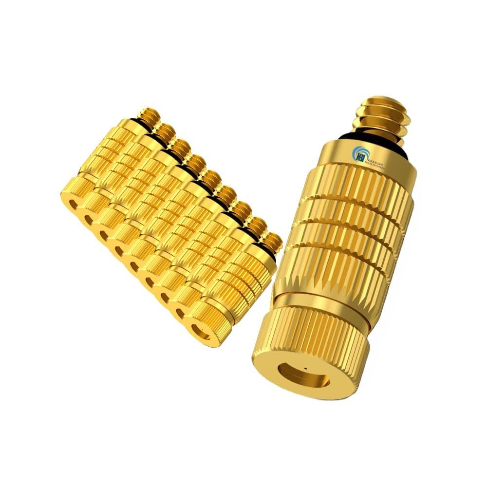 KHANJAN High Pressure Misting Nozzle, Anti-drip Fogging Spray Atomizing Mist use Sprinkler Greenhouse, Garden Humidification Landscaping Dust Control Pack of 10 (Mist Head 0.4 mm)