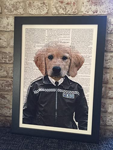 Dictionnaire artistique avec portrait de chien policier personnalisé