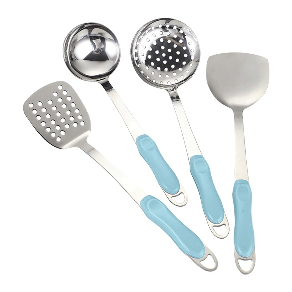 Juego de Utensilios de Cocina, Utensilios de Cocina antiadherentes, Herramientas de Cocina, Cuchara, cucharón, espátula, Pala, Accesorios(Plata-4 Piezas