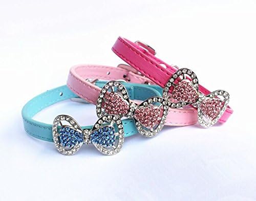 Miniatura 3 de Collar de cuero con lazo de diamantes de imitación para mascotas, gatos, perros, collar de joyería para perros pequeños, chicas, gatitos, cachorros,
