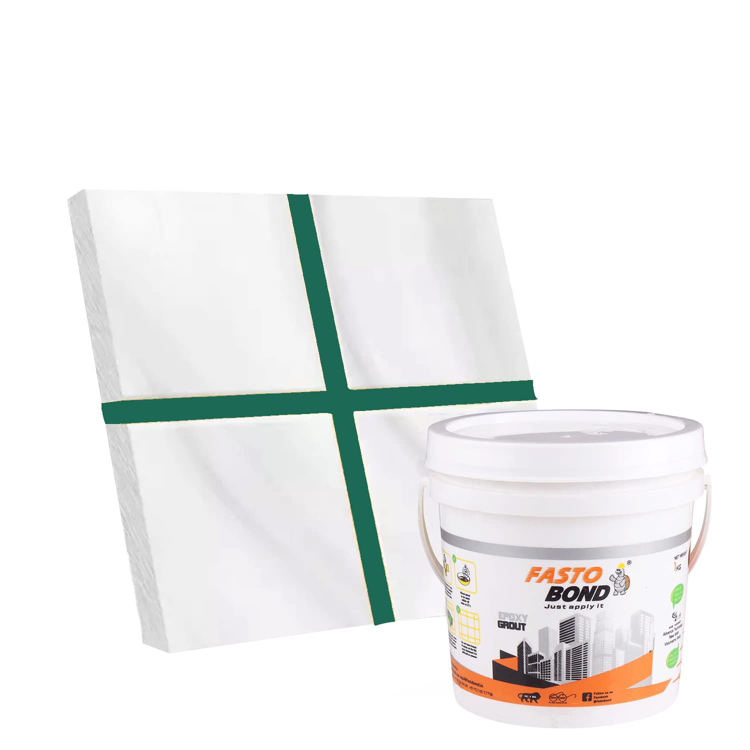 Fastobond Epoxy Grout For Tiles - 1 Kg - Green Color Epoxy Tile Grout_Fastobond | 3 components only | Premixed Filler for uniform finish (B09298KYB6) Amazon Price History, Amazon Price Tracker