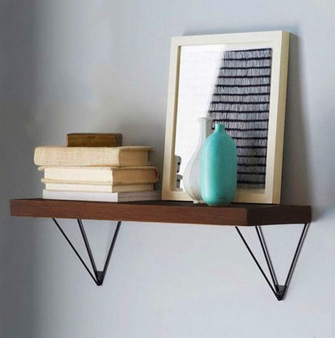 2pcs Metal Floating Shelf Bracket,Iron Triangular Shelving Brackets, Hairpin Leg Prism Baffle Support,Wall Mounted Decorative Corner Brace,Concealed Laminate Shelve Hidden Hardware(black13x16cm)