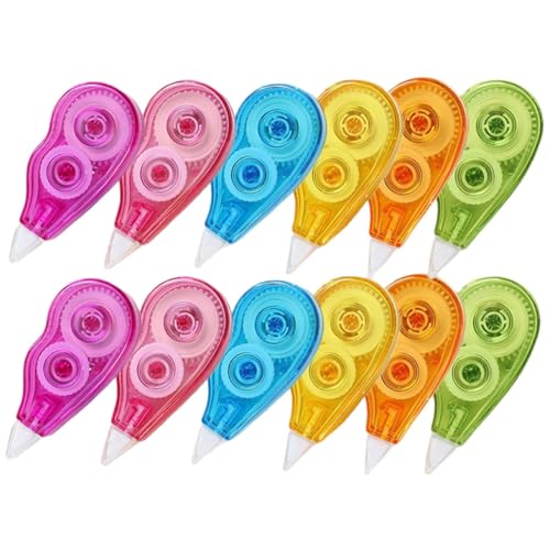 VINTORKY 12個 入り修正テープ かわいい文具 大容量 ホワイトアウトテープ 学用品 家用 ペンや筆の訂正に便利 スムーズな書き ランダムカラー
