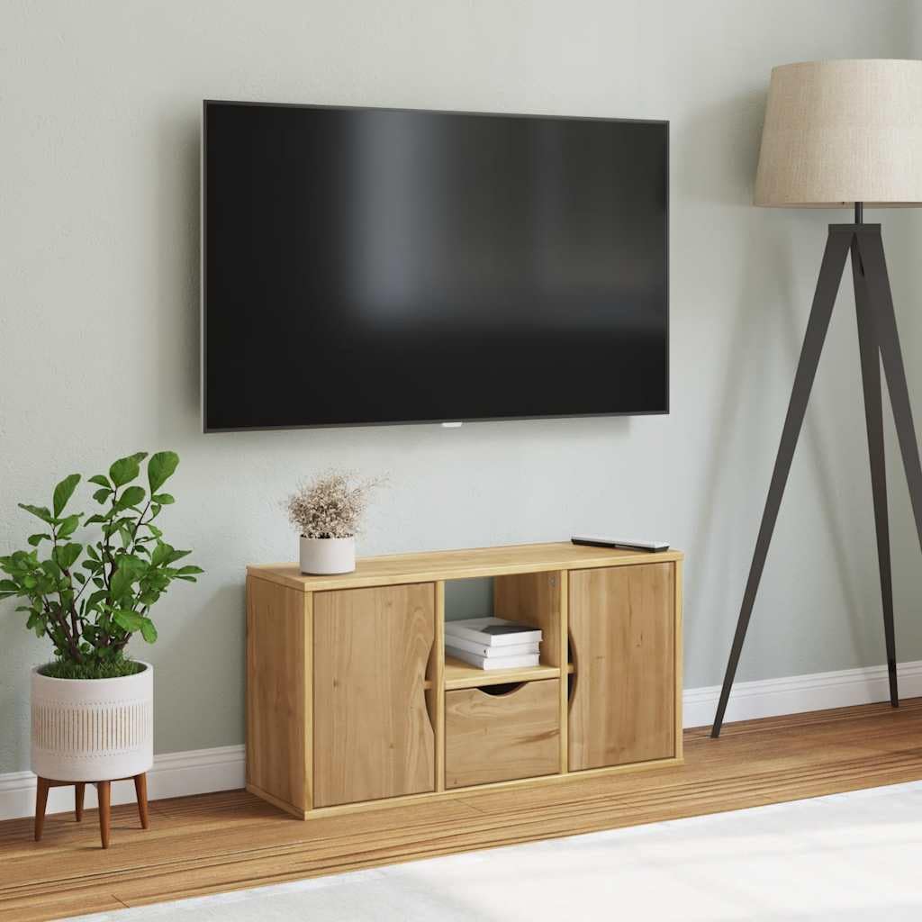 Générique Mobile TV in legno massiccio pino 79 x 24 x 40 cm | Contenitore per soggiorno, camera da letto, facile da pulire, serie ODDA