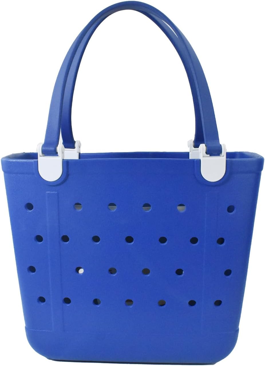 Beach Bag, Waterproof Beach Tote, Rubber Medium Tote Bag, Washable and Durable Open Handbag for Boat Pool Sports