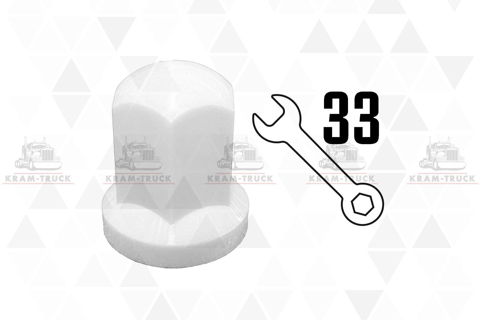 KRAM-TRUCK Lot de 100 capuchons d'écrou de roue longs en plastique pour camions et remorques Largeur de clé 33 mm Très résistant aux rayures pour MAN DAF Scania Mercedes Trucks Remorques Blanc