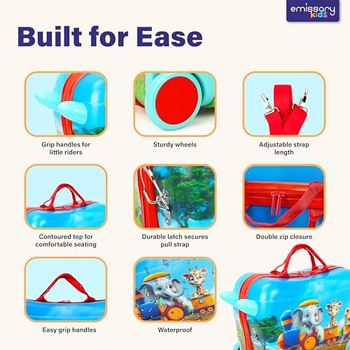 Emissary Todder Ride On Suitcase & Backpack Bundle - Kids Carry On Luggage Set3