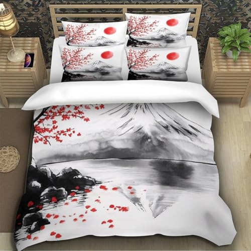 Linge de lit imprimé 3D floral housse couette 260x220cm zip