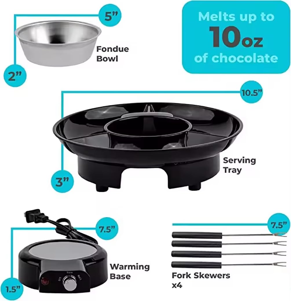 Machine à Fondue Au Chocolat, Kit De Fondue Au Chocolat avec 4 Fourchettes en Acier, Ensemble De Casseroles à Fondue Au Chocolat électrique, Contrôle De La Température, Machine à Fontaine à Chocolat