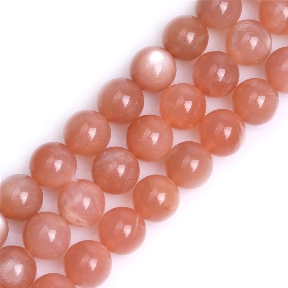 GEM-Inside 12mm AA Grade Orange Moonstone Round Gemstone Semi Precious Loose Beads for Jewellery Making 15'' โ image 1