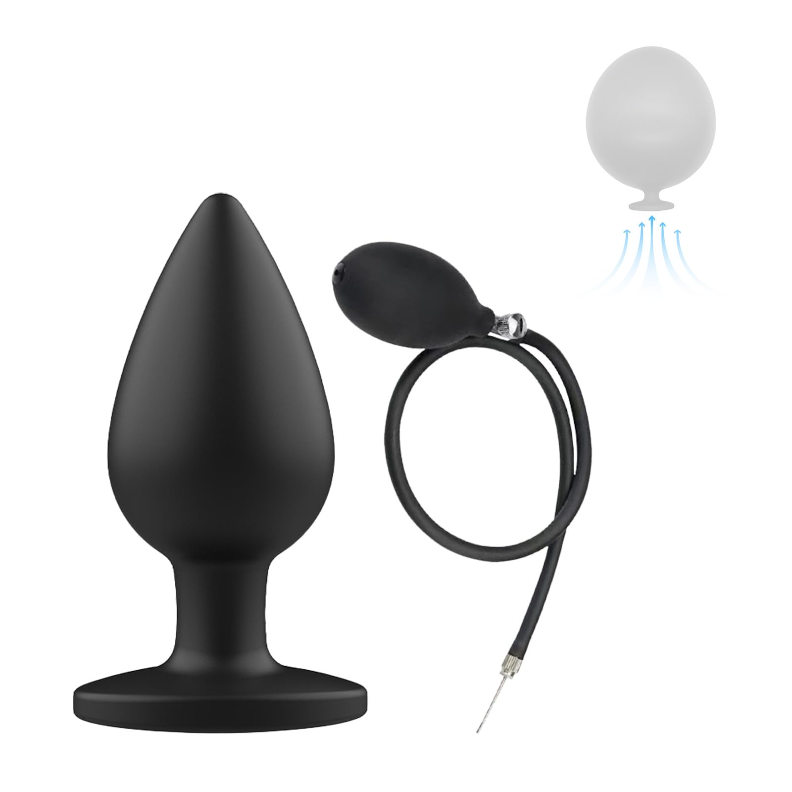 AMAZBEE Tapones anales de silicona para masaje de próstata Tapones anales inflables con bombas Estimulación del punto G Juguetes anales para parejas Entrenamiento de expansión anal (Black)