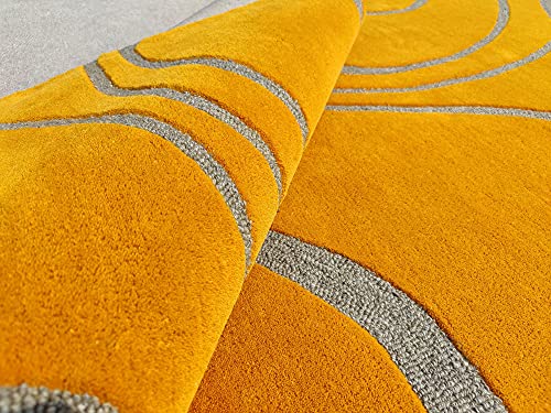 Image of Ocean Wave Modern Carpet for Living Room Bedroom and Hall Size (12 x 15) Feet Color Gold