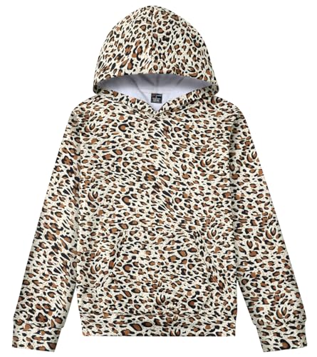 MOMBEBE COSLAND Boys Girls Essentials Hoodie Kids 3D Print Novelty Sweatshirts, Leopard, 11-12 Years