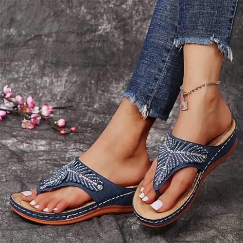 Womens Orthopedic Sandals Casual Clip Toe Flip Flops with Arch Support Breathable Dressy Wedge Sandals Shoes3