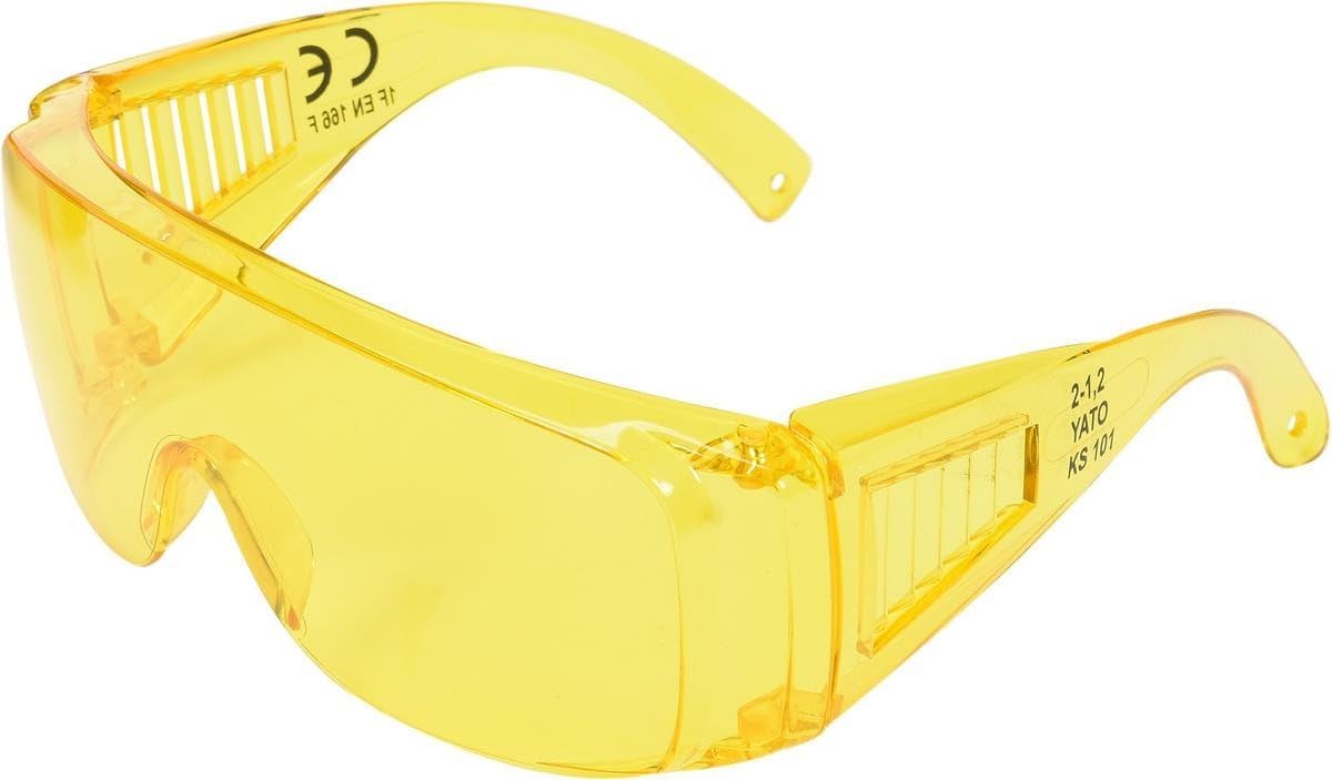 Yellow UV protective glasses with side shields