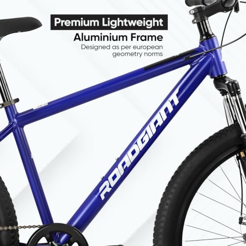 Image of ROADGIANT Filipino 24T MTB Aluminum Alloy Frame Bicycle with Dual Disc Brakes Single Speed Front Suspension Unisex for All-Terrain Riding (Navy Blue)