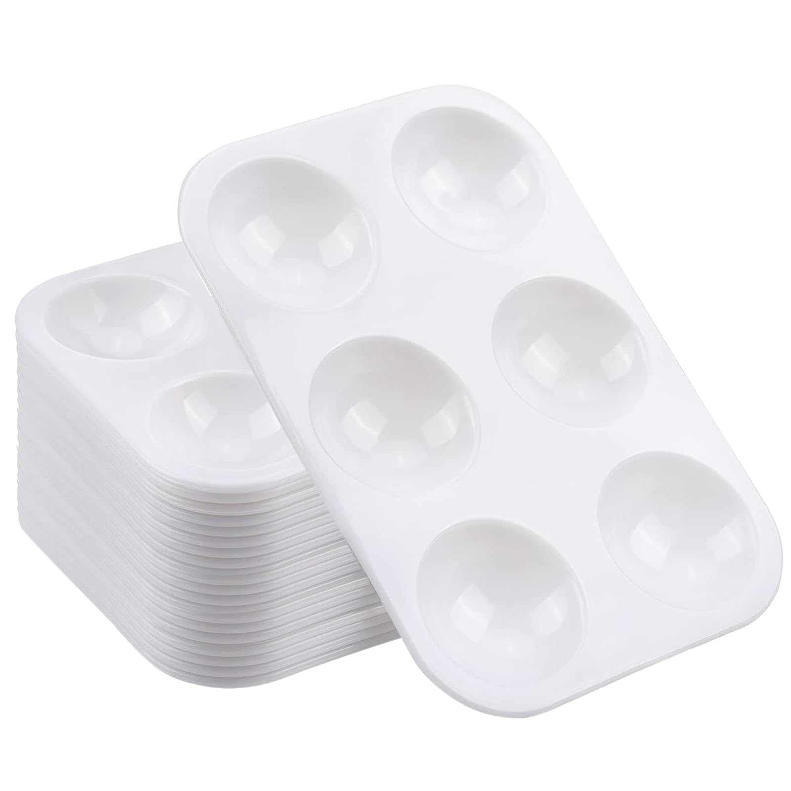40 Paletas de pintura plástica blanca con 6 pozos para acuarela
