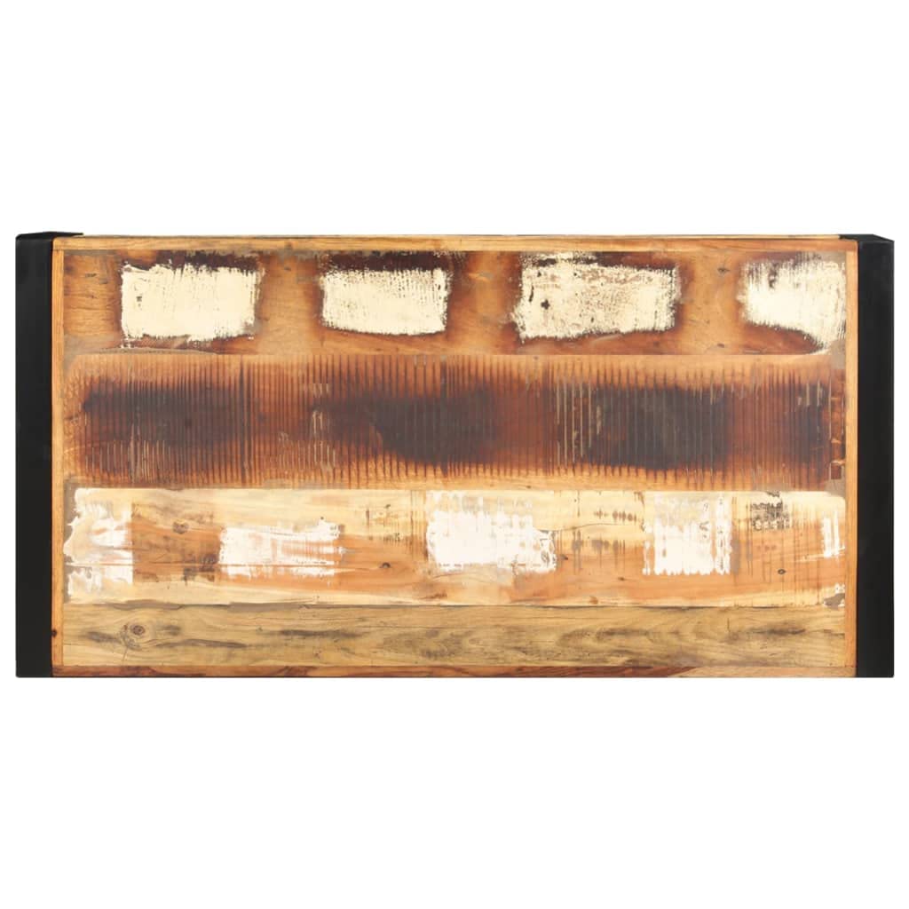 Hothingwell Stolik kawowy 2 poziomy drewna z odzysku 120x60x40 cm | Malowana proszkowo rama żelazna, mieszanka drewna tekowego z drewna bukowego mango, unikalny kolor losowy