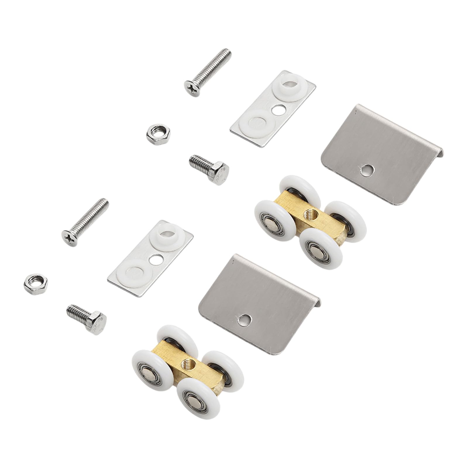 2Pcs Rustproof Bathroom Door Rollers Wheel Glass Sliding Doors Hanging Four Wheel Hanging Pulley Roller Adjustable Sliding Door