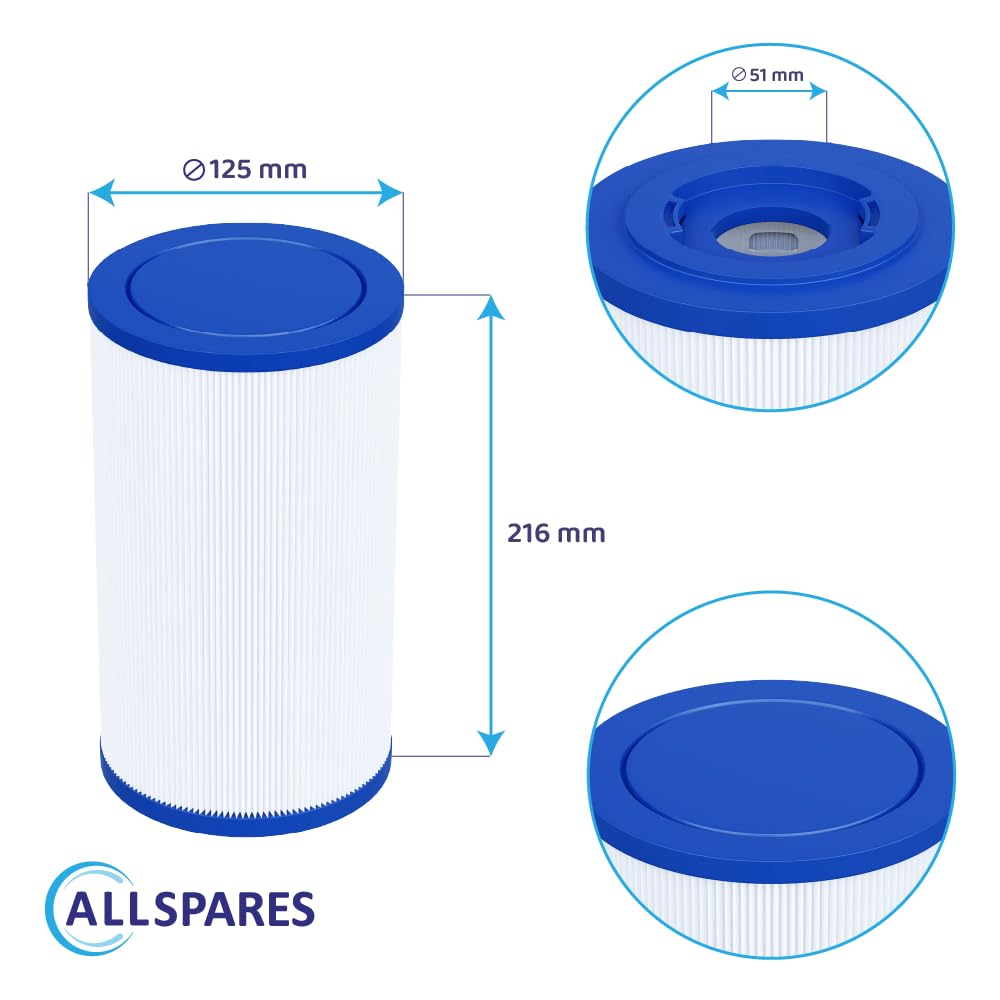 AllSpares Whirlpool wkład filtrujący odpowiedni do Vortex VX30 | 125979 | system Twist-Lock | zamiennik filtra spa do jacuzzi | wkład filtrujący do czystej wody | 216 x 125 mm
