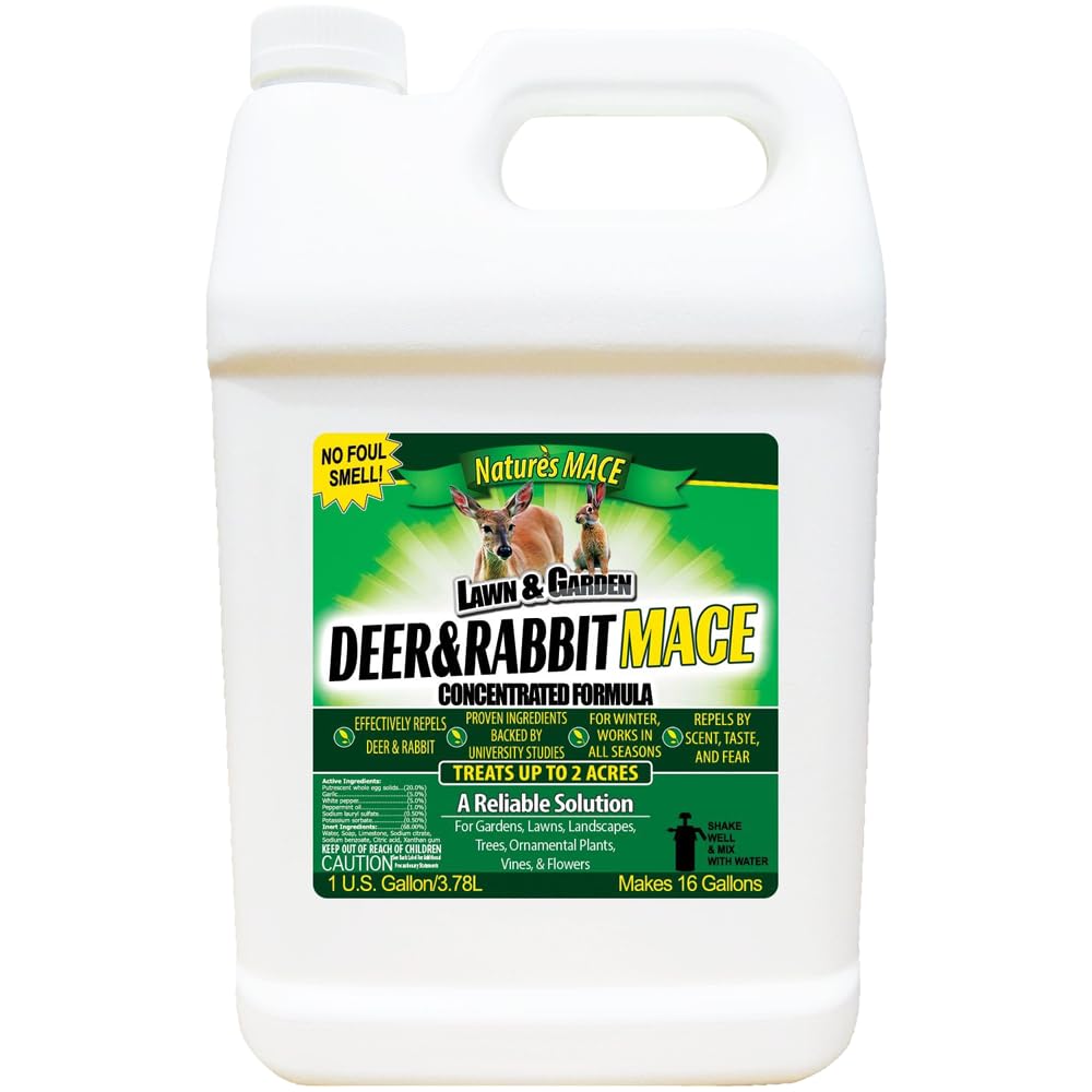 Nature’s MACE Deer and Rabbit Mace, Deer Repellent for Plants, Lawns, Flowers, Gardens, Deer Repellent Spray, Keep Deer Out, Deterrent, All-Season Protection, 1 Gallon Concentrate, Treats 2 Acres