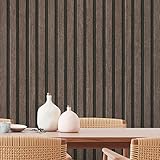 Vlies-Tapete 3D Holz-Paneele Braun Schwarz - A.S. Création PintWalls II 391093 - Holztapete Modern - 10, 05 m x 0, 53 Made in Germany, Dunkelbraun