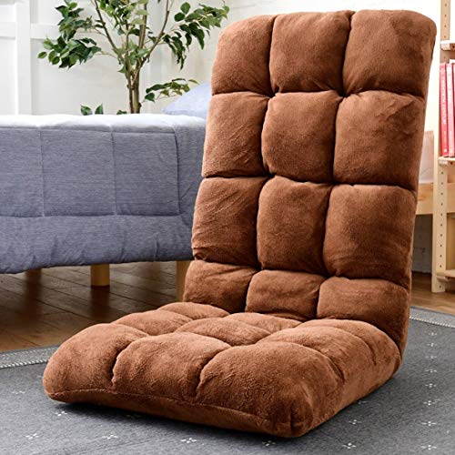 [山善] 座椅子 ハイバック リクライニング (42段階) ヘッドリクライニング (14段階) あったか素材 (サンゴマイヤー生地使用) もこもこ ふわふわ 折りたたみ 幅50㎝ ネイビー ITVMH-50(BR) 【Amazon.co.jp限定】