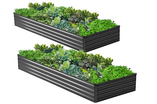 Image of 2PCS 6x3x1ft Galvanized Raised Garden Bed Kit,Metal Planter Box for Vegetables,Flowers,Herbs Durable Rust-Resistant Patio Gardening Beds,Black