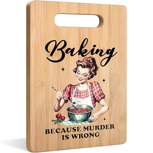 WARDOS Funny Baking Cutting Chopping Board, Gifts for Baking Lovers, Baker Gifts for Women, Charcuterie Boards, Funny Housewife Decorative Bamboo Cutting Boards for Kitchen