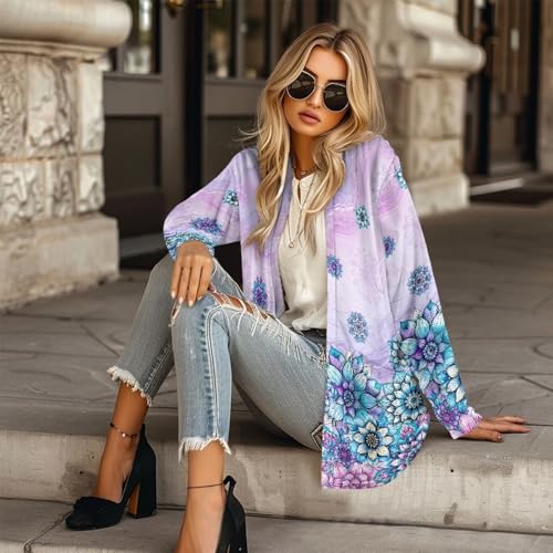 Image of Biyejit Women's Long Sleeve Open Front Cardigan Casual Loose Lightweight Cardigans with Pockets Drape Cardigan