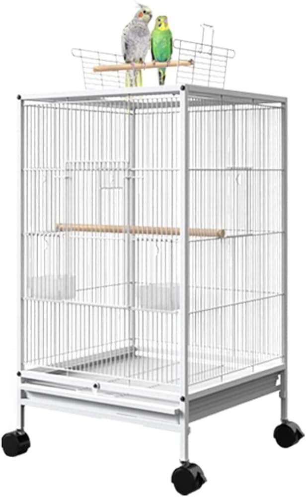 Jaulas para Pájaros con Pedestal Bird Villa para Tortolitos, Jaula para Loros con Parte Superior Abierta, Jaula para Pájaros Divisoria Multifuncional con Ruedas (Color : White-set1)